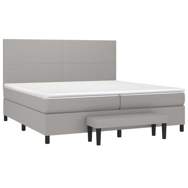 vidaXL Boxspringbett mit Matratze Hellgrau 200x200 cm Stoff