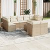 vidaXL 10-tlg. Garten-Sofagarnitur mit Kissen Beige Poly Rattan