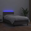 vidaXL Boxspringbett mit Matratze & LED Grau 100x200 cm Kunstleder