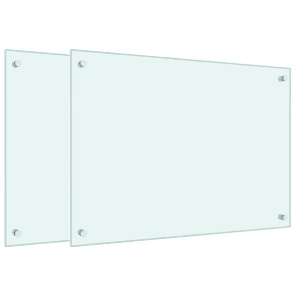 vidaXL K&uuml;chenr&uuml;ckw&auml;nde 2 Stk. Wei&szlig; 70x50 cm Hartglas