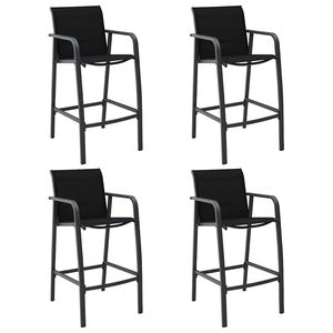 vidaXL Garten-Barst&uuml;hle 4 Stk. Schwarz Textilene