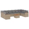 vidaXL 11-tlg. Garten-Sofagarnitur mit Kissen Beige Poly Rattan