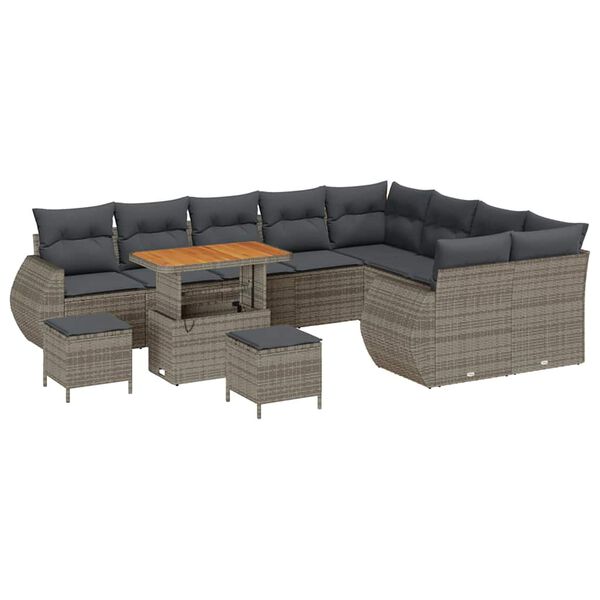 vidaXL Garten-Sofa-Set 12 pcs Grau Poly-Rattan