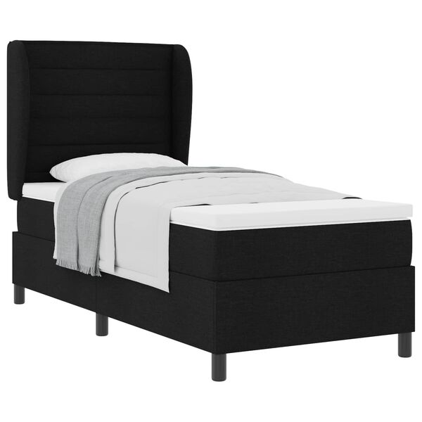 vidaXL Boxspringbett mit Matratze Schwarz 90 x 190 cm Stoff