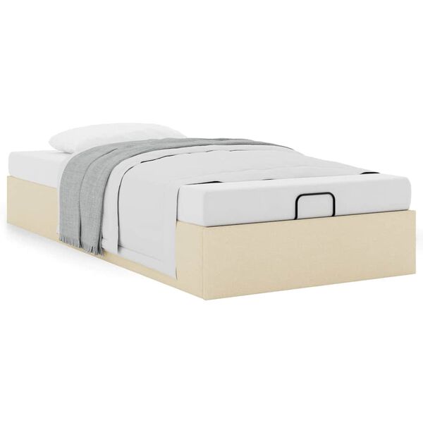 vidaXL Ottoman-Bett ohne Matratze Creme 90x190 cm Stoff
