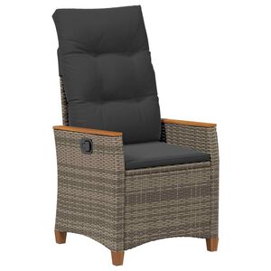 vidaXL Verstellbarer Gartenstuhl Grau und Dunkelgrau Poly-Rattan