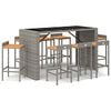 vidaXL 9-tlg. Gartenbar-Set Grau Poly Rattan & Massivholz Akazie