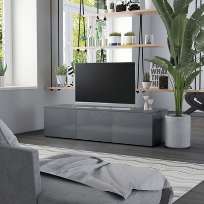 vidaXL TV-Schrank Hochglanz-Grau 120x34x30 cm Holzwerkstoff