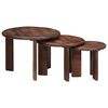 vidaXL Nesting-Couchtische 3 pcs Dunkelbraun Massivholz Mango