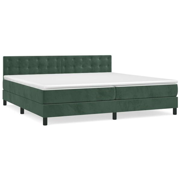 vidaXL Boxspringbett mit Matratze Dunkelgr&uuml;n 200x200 cm Samt