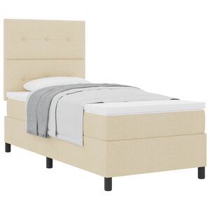 vidaXL Boxspringbett mit Matratze mit Kopfteil Creme 90 x 190 cm Stoff