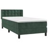 vidaXL Boxspringbett mit Matratze Dunkelgr&uuml;n 90x200 cm Samt