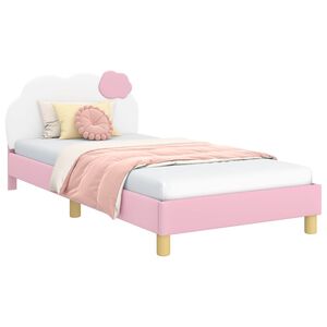vidaXL Kinderbettgestell mit Kopfteil mit Kopfteil Rosa 90 x 200 cm PU