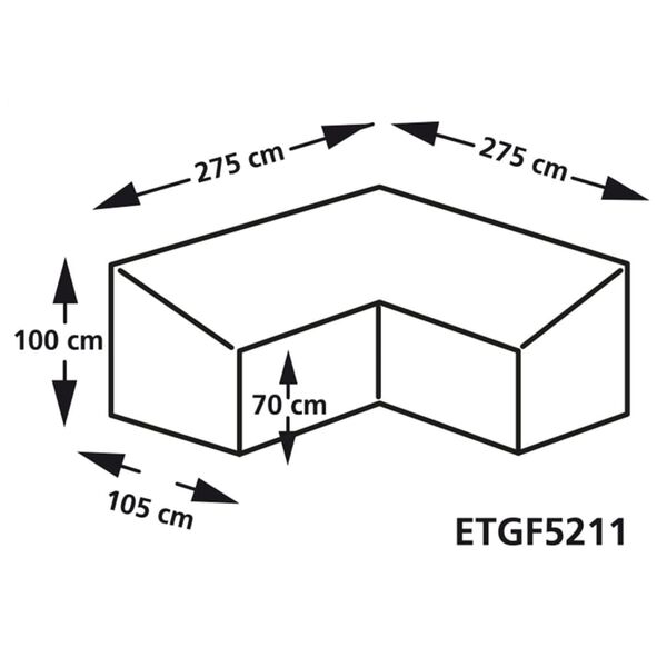 Eurotrail Schutzh&uuml;lle f&uuml;r Lounge-Set in L-Form 275x275x100/70 cm Grau