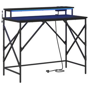 vidaXL Schreibtisch mit Regal Schwarz Eichen-Optik 100 x 50 x 86,5 cm