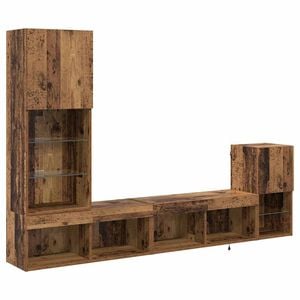 vidaXL TV-Wandger&auml;te mit LED-Lichtleisten Altholz Holzwerkstoff