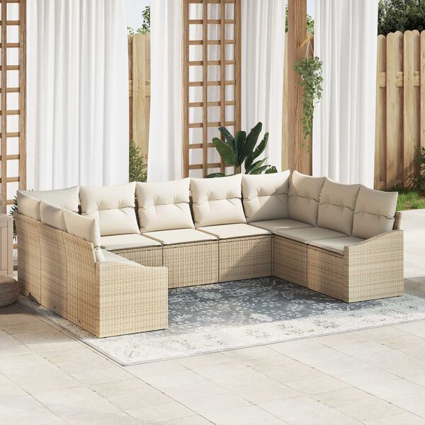 vidaXL Garten-Sofa-Set 9 pcs Beige Poly Rattan