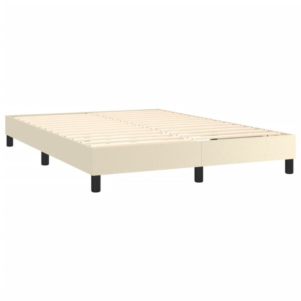 vidaXL Boxspringbett mit Matratze Creme 140x200 cm Kunstleder