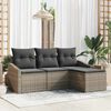 vidaXL Sofa Set mit Kissen mit Speicher 4 pcs Grau Poly-Rattan