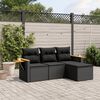 vidaXL 4-tlg. Garten-Sofagarnitur mit Kissen Schwarz Poly Rattan