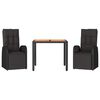 vidaXL 3-tlg. Garten-Essgruppe Schwarz Poly Rattan & Massivholz Akazie