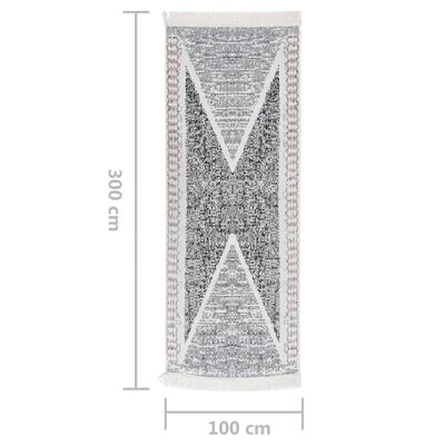 vidaXL Teppich Schwarz und Grau 100x300 cm Baumwolle