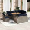 vidaXL 9-tlg. Garten-Sofagarnitur mit Kissen Grau Poly Rattan