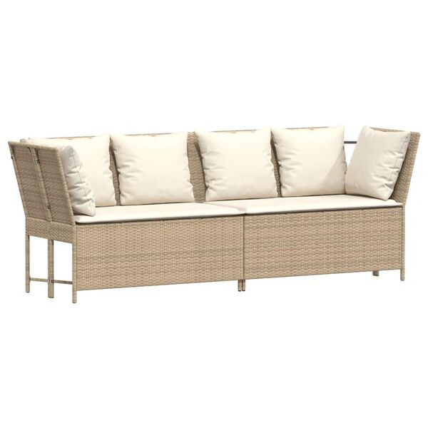 vidaXL Gartensofa mit Kissen Beige Poly Rattan