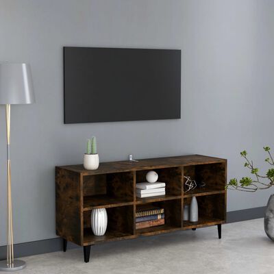 vidaXL TV-Schrank mit Metallbeinen Räuchereiche 103,5x30x50 cm
