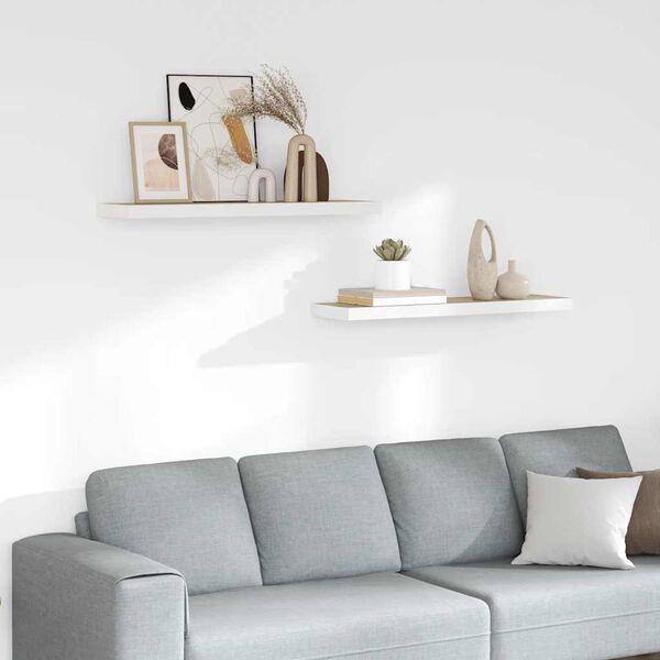 vidaXL Schweberegale 2 Stk. Eiche und Wei&szlig; 90x23,5x3,8 cm MDF