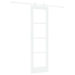 vidaXL Schiebet&uuml;r 61 x 198,5 cm Massivholz Kiefer und Glas Wei&szlig;