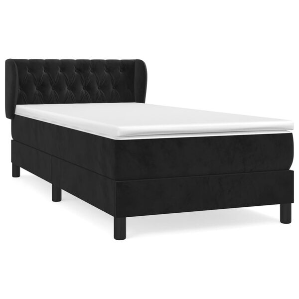 vidaXL Boxspringbett mit Matratze Schwarz 90x200 cm Samt