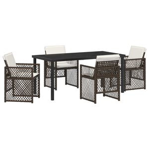 vidaXL Garten Essgruppe 5 pcs Braun Poly-Rattan