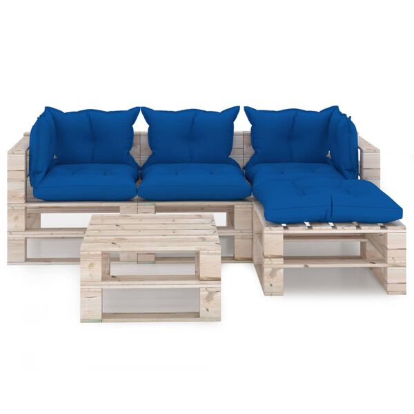 vidaXL 5-tlg. Garten-Lounge-Set aus Paletten mit Kissen Kiefernholz