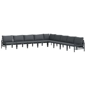 vidaXL Gartensofa-set mit Kissen 9 pcs Schwarz Stahl
