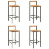 vidaXL Barhocker 4 Stk. Grau Poly Rattan und Massivholz Akazie