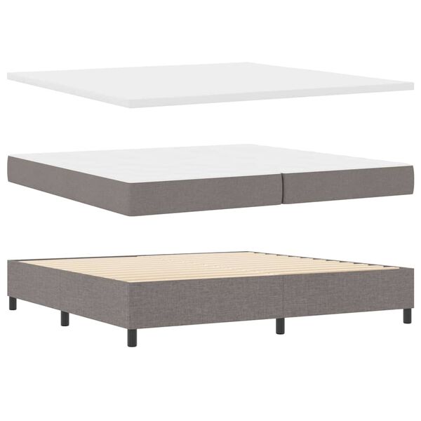 vidaXL Boxspringbett mit Kopfteil Taupe 200 x 200 cm Stoff