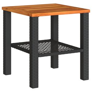 vidaXL Gartentisch Schwarz 40x40x42 cm Poly Rattan Akazienholz