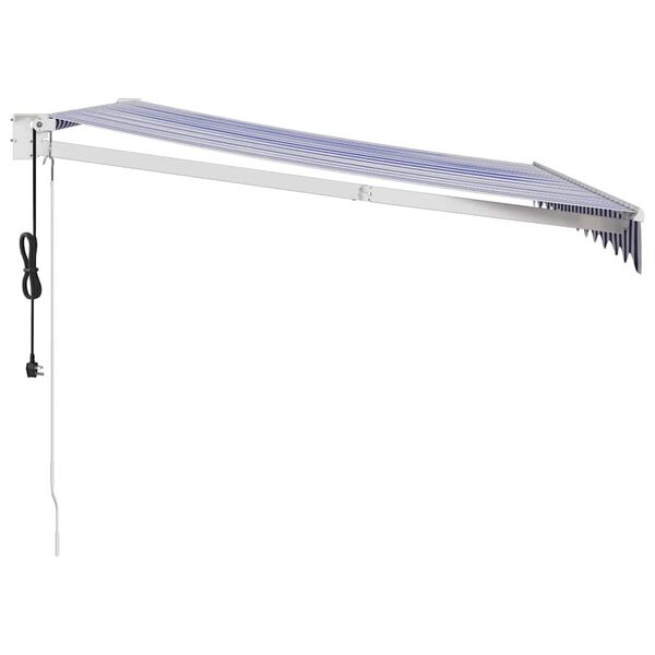 vidaXL Elektrische Markise mit Kurbel Blau und Wei&szlig; 3x2,5 m