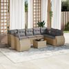 vidaXL 10-tlg. Garten-Sofagarnitur mit Kissen Beige Poly Rattan