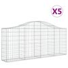 vidaXL Gabionen mit Hochbogen 5 Stk. 200x30x80/100 cm Verzinktes Eisen