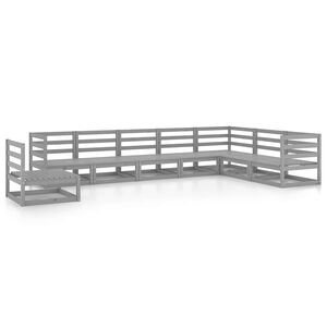 vidaXL 8-tlg. Garten-Lounge-Set Grau Kiefer Massivholz