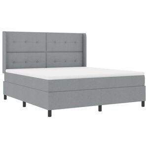 vidaXL LED Boxspringbett mit Matratze Hellgrau 180 x 200 cm Stoff