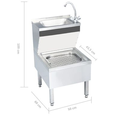 vidaXL Gastro-Handwaschbecken mit Wasserhahn Freistehend Edelstahl
