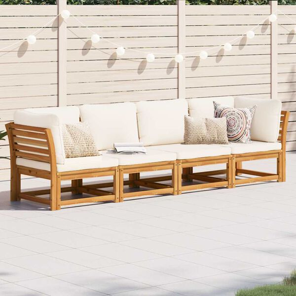 vidaXL 4-tlg. Garten-Lounge-Set mit Kissen Massivholz Akazie