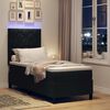 vidaXL Boxspringbett mit Matratze mit LED Schwarz 80 x 200 cm Stoff