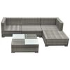 vidaXL 5-tlg. Garten-Lounge-Set mit Auflagen Poly Rattan Grau
