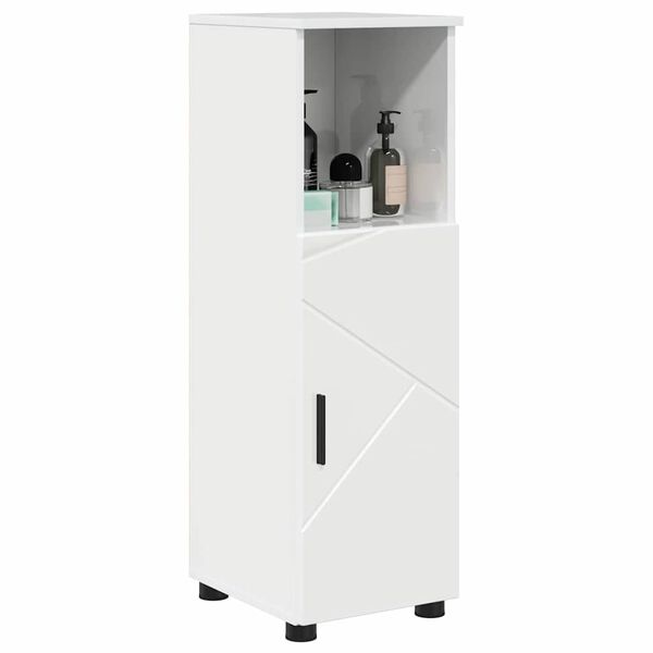 vidaXL Badezimmerschrank mit Speicher Hochglanz Wei&szlig; 30 x 35 x 95 cm