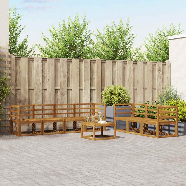 vidaXL Outdoor-Sofagarnitur mit Kissen 8 pcs Nat&uuml;rlich und Hellgrau