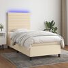 vidaXL Boxspringbett mit Matratze & LED Creme 80x200 cm Stoff